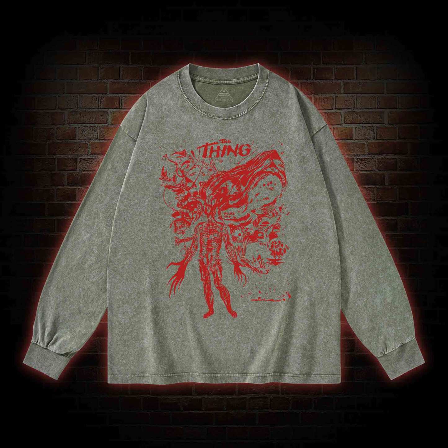Retro The Thing Horror Washed Long-Sleeve T-shirt