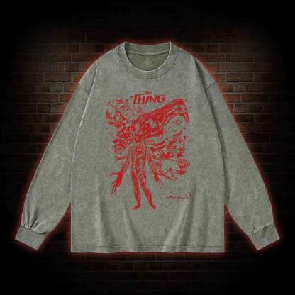 Retro The Thing Horror Washed Long-Sleeve T-shirt