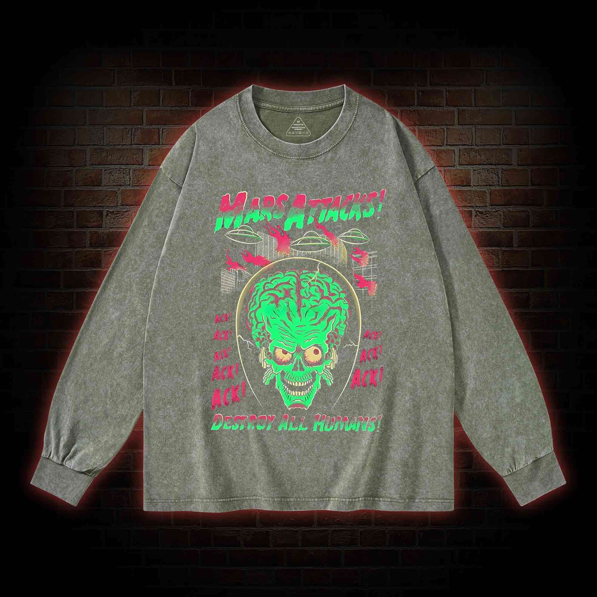 Destory All Humans Washed Long-Sleeve T-shirt