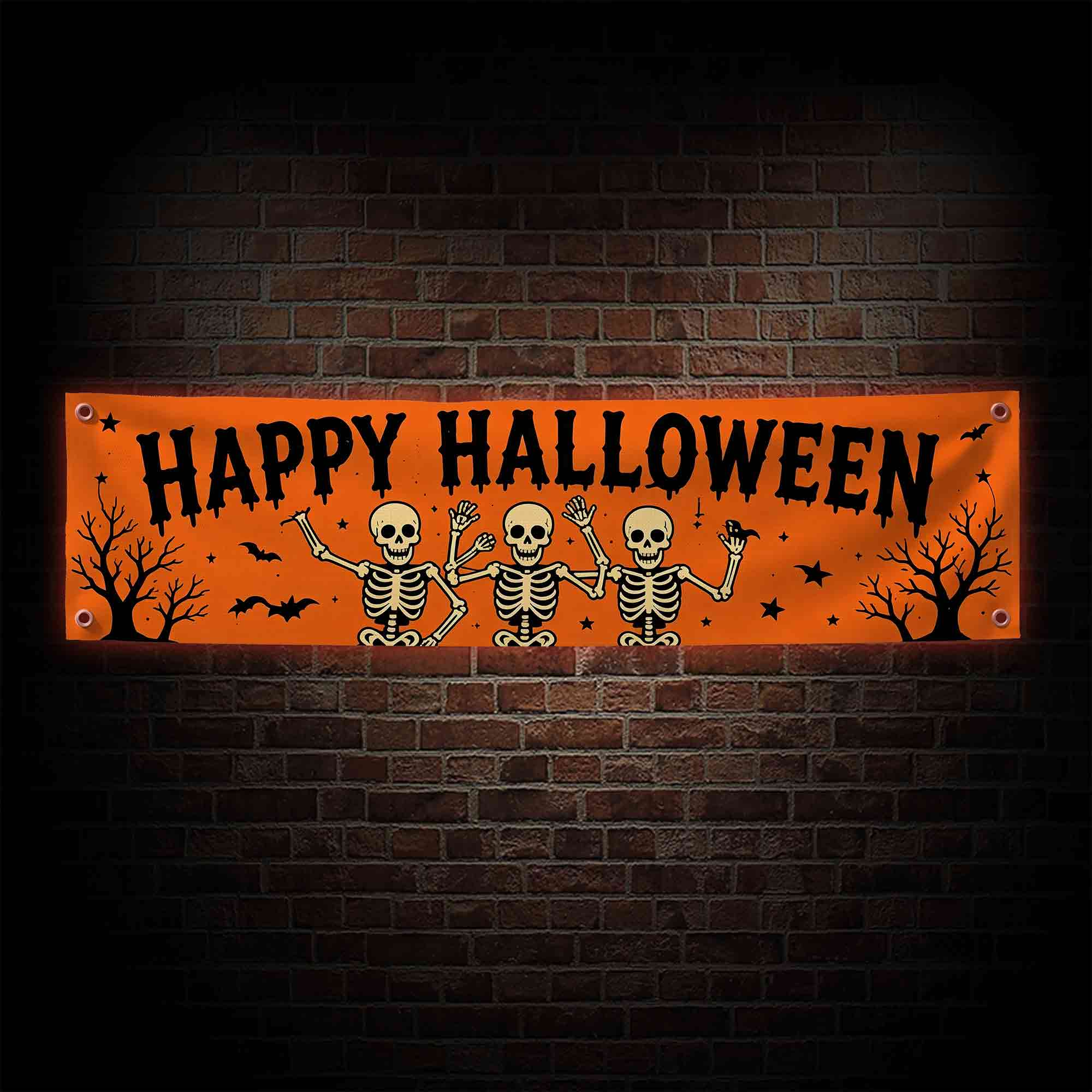 Skull Happy Halloween Banner