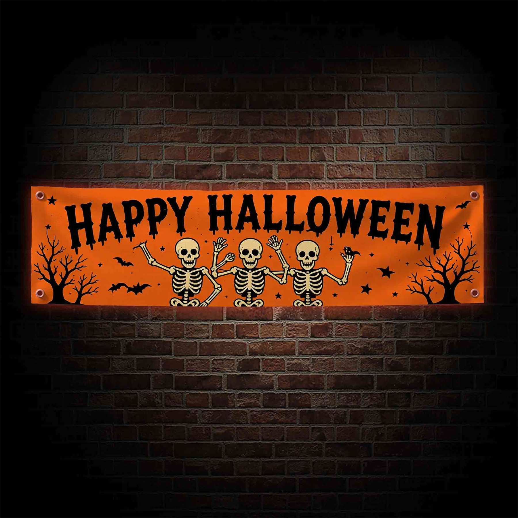 Skull Happy Halloween Banner