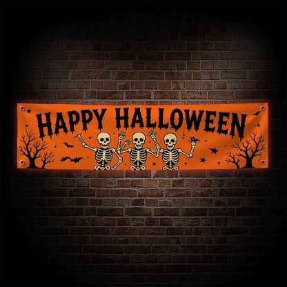 Skull Happy Halloween Banner