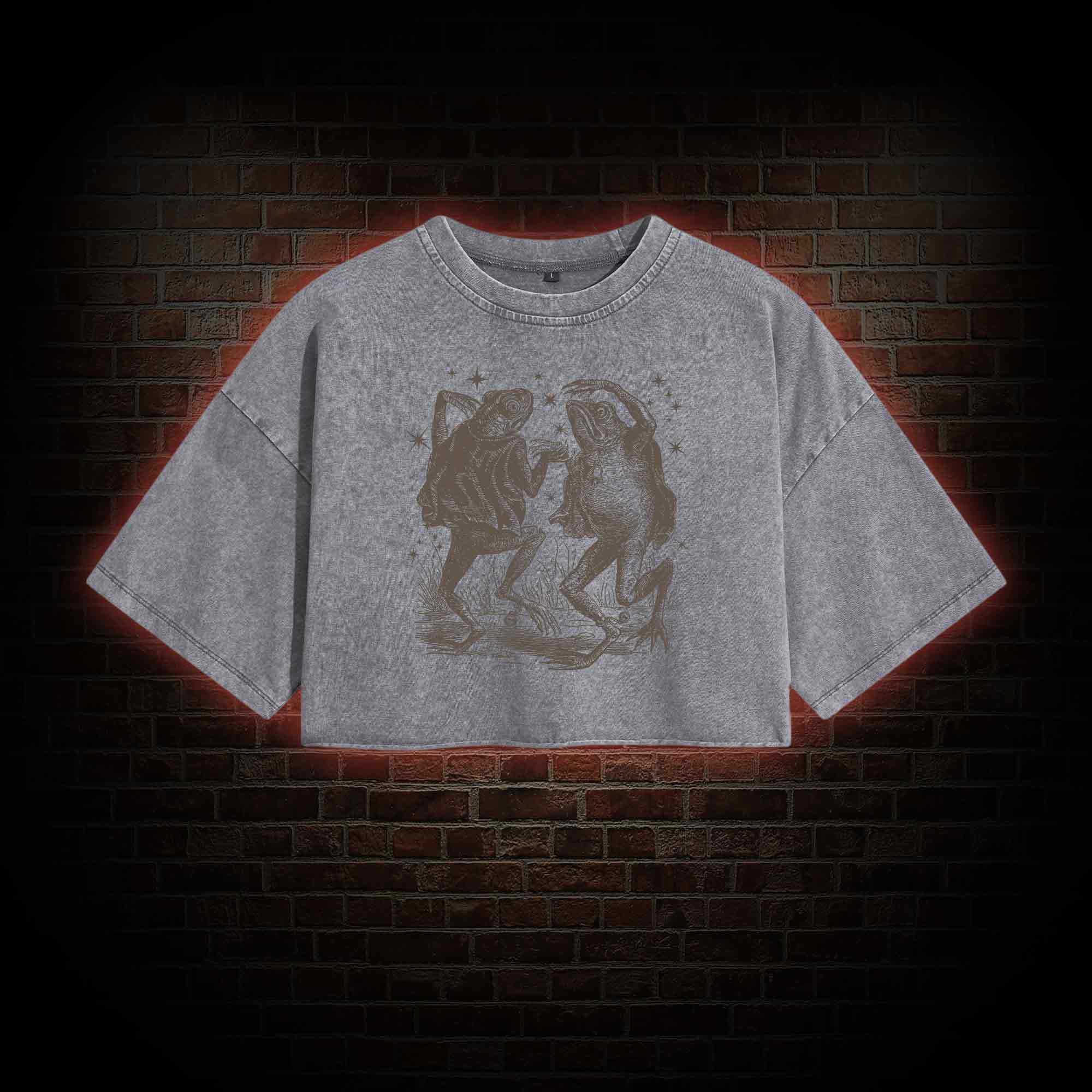 Dancing Frogs Vintage Washed Cropped T-shirts