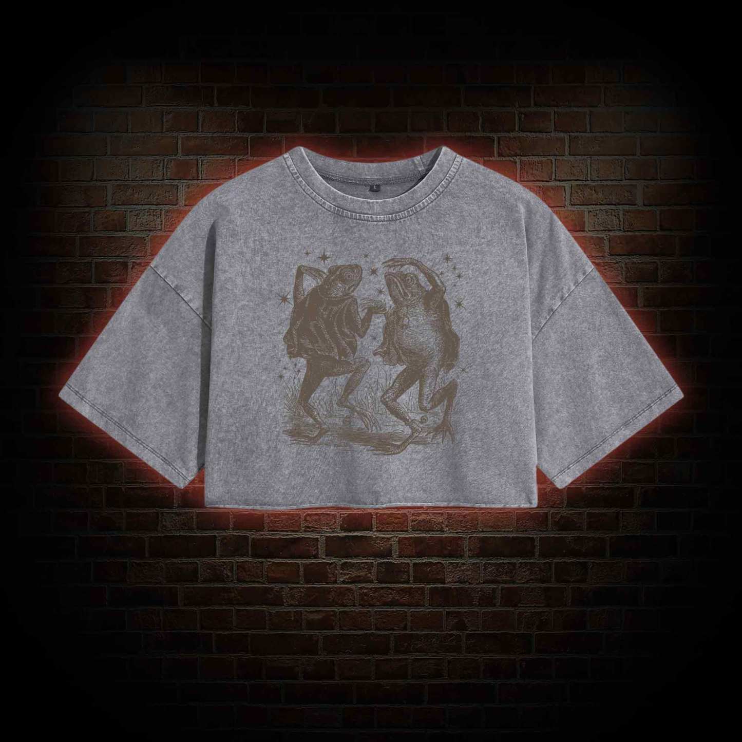 Dancing Frogs Vintage Washed Cropped T-shirts