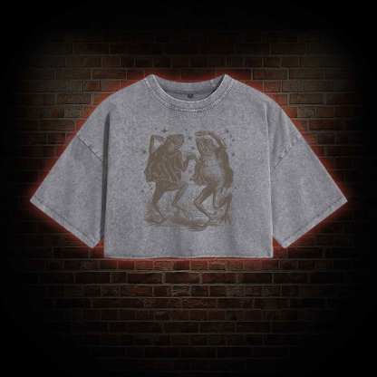 Dancing Frogs Vintage Washed Cropped T-shirts