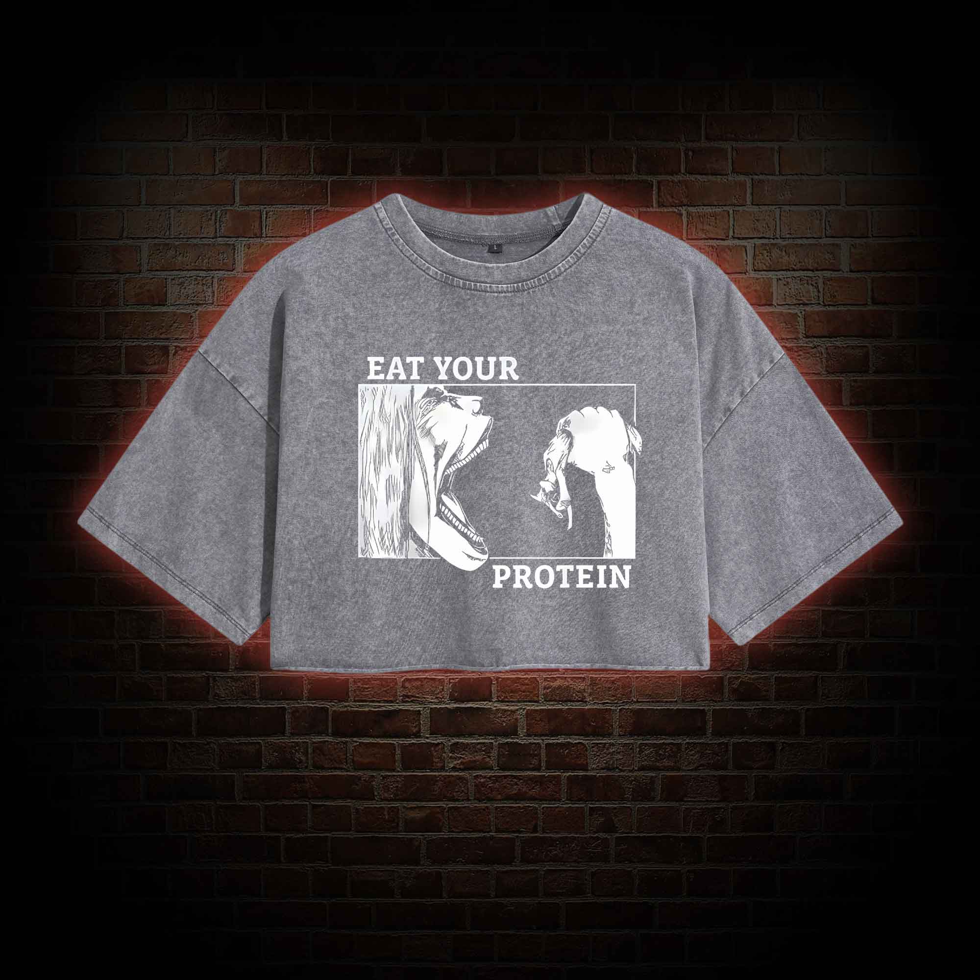 Eat Your Protein Washed Cropped T-shirts