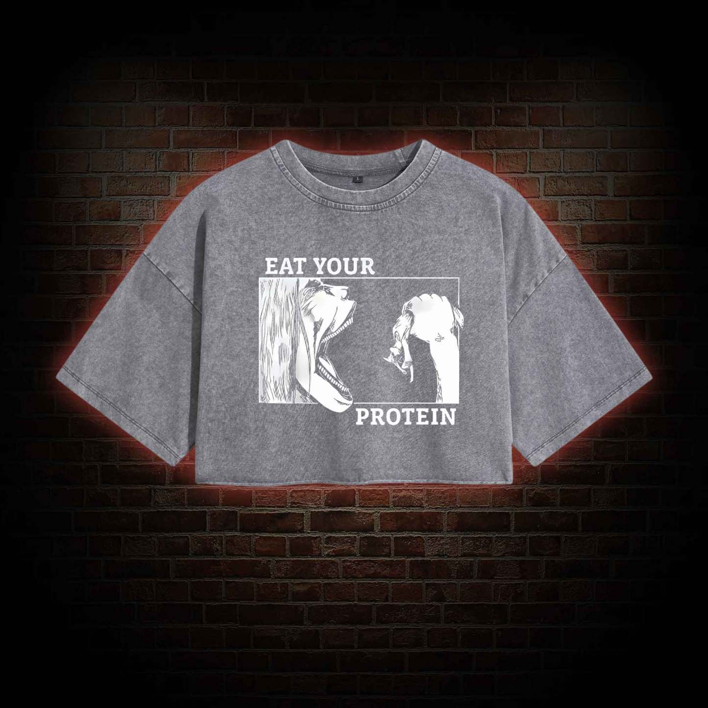 Eat Your Protein Washed Cropped T-shirts