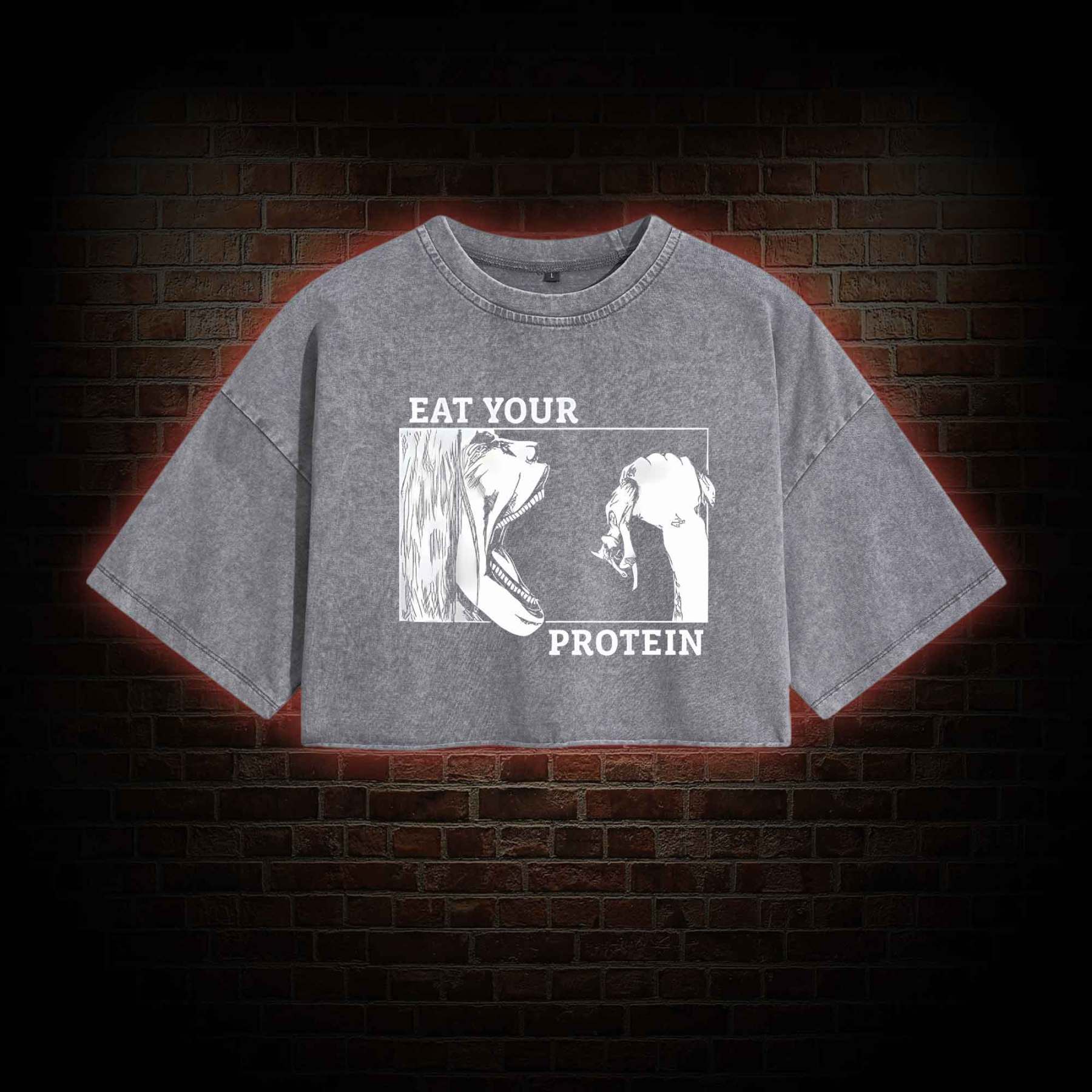 Eat Your Protein Washed Cropped T-shirts