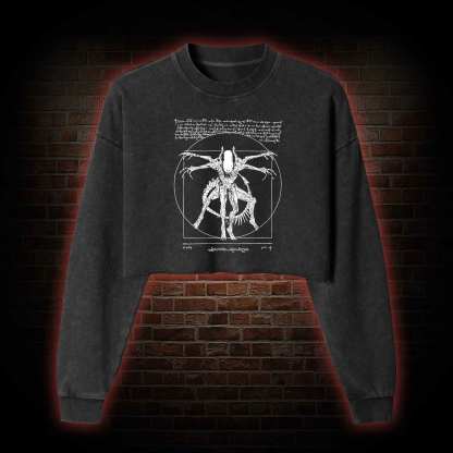 Alien Washed Cropped Sweatshirts