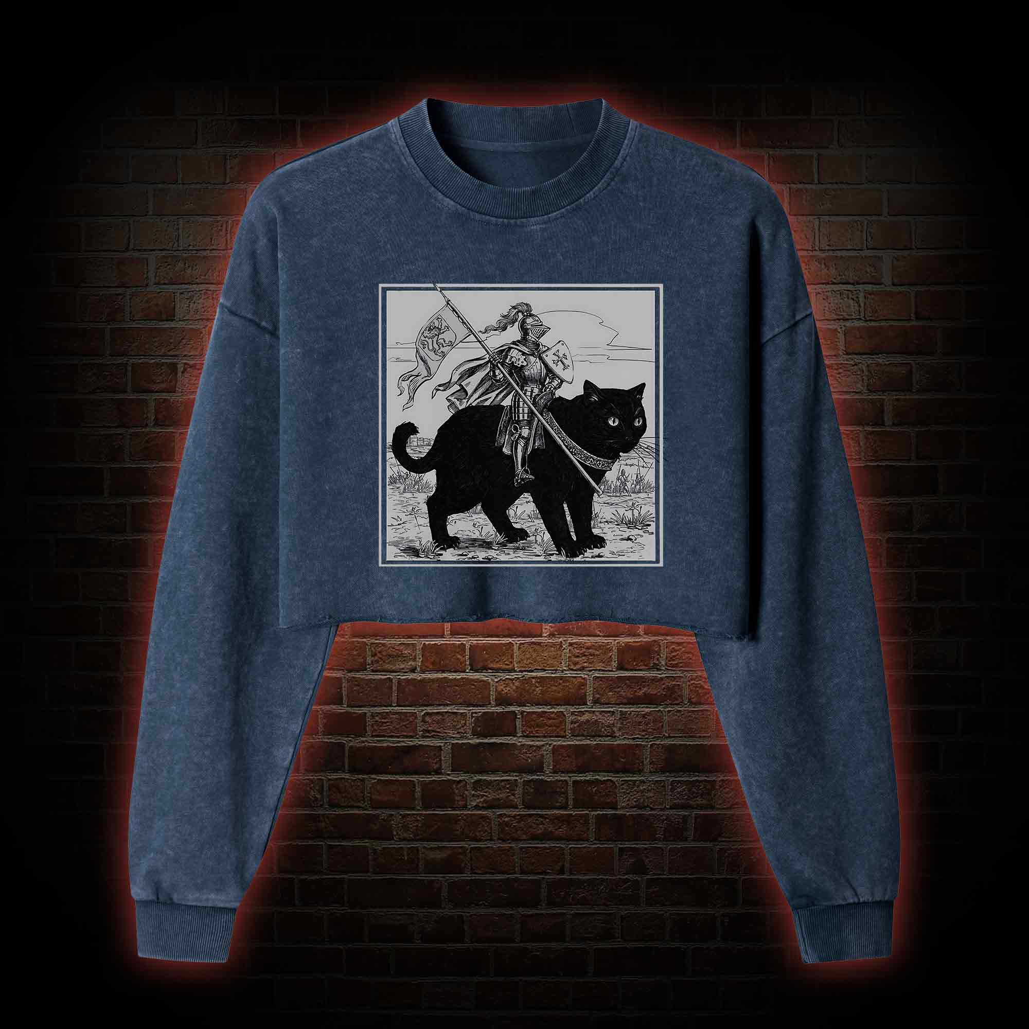 Medieval Knight Washed Cropped Sweatshirts