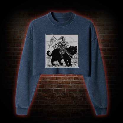 Medieval Knight Washed Cropped Sweatshirts