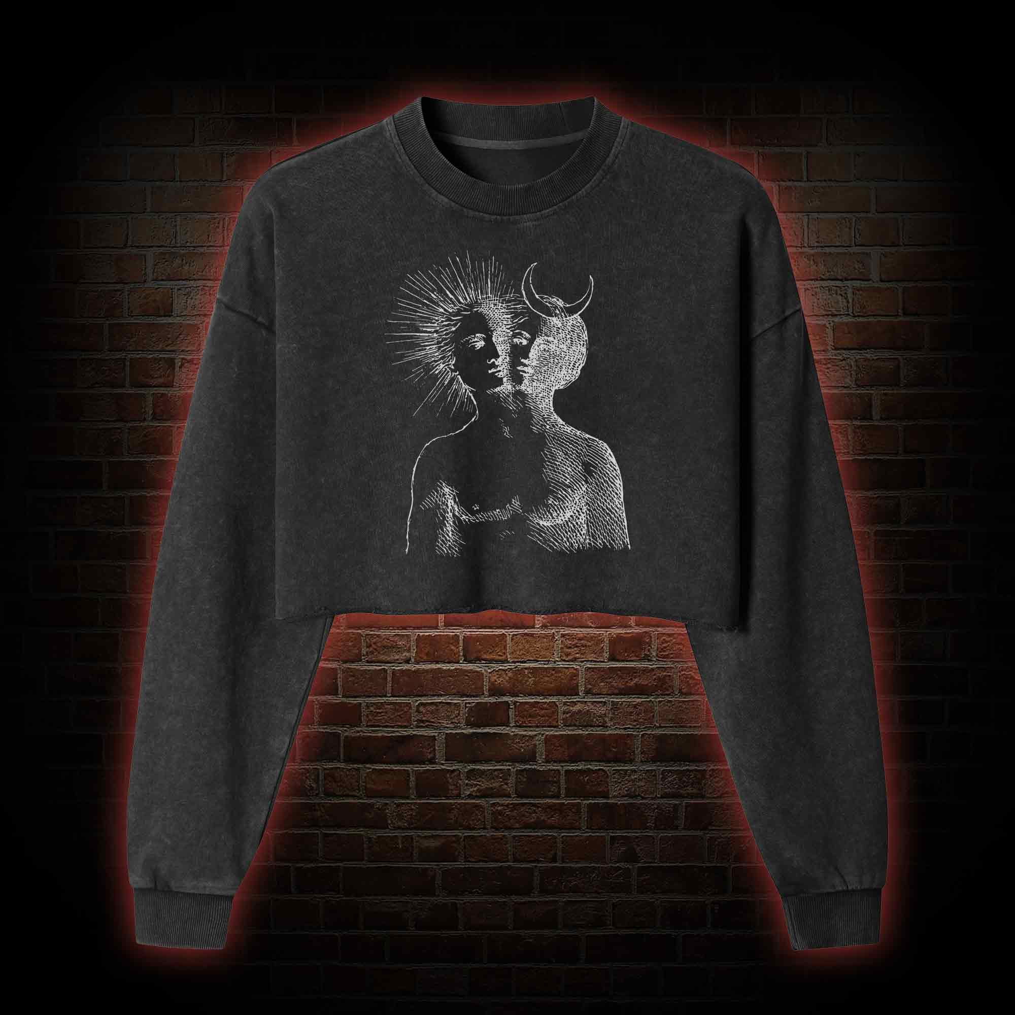 Duality Washed Cropped Sweatshirts