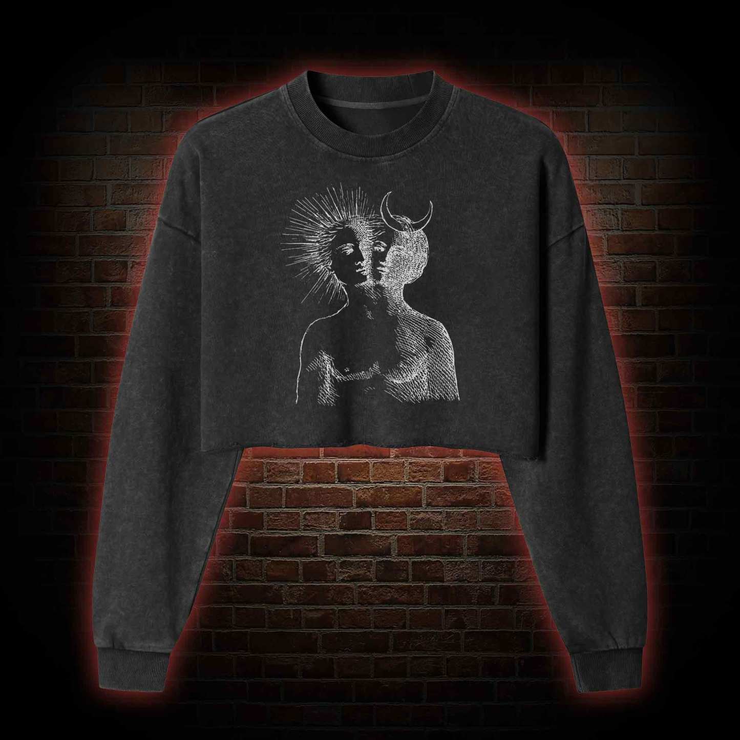 Duality Washed Cropped Sweatshirts