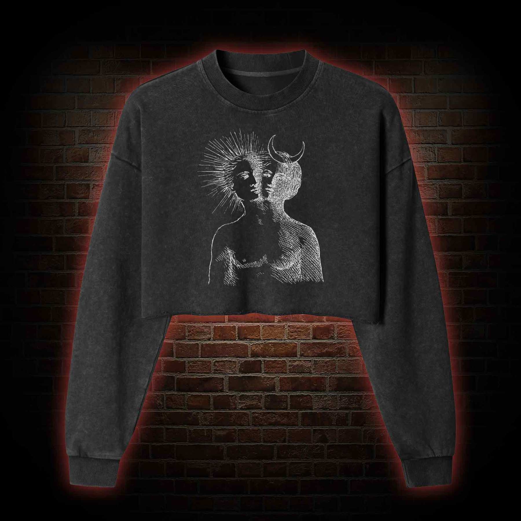 Duality Washed Cropped Sweatshirts