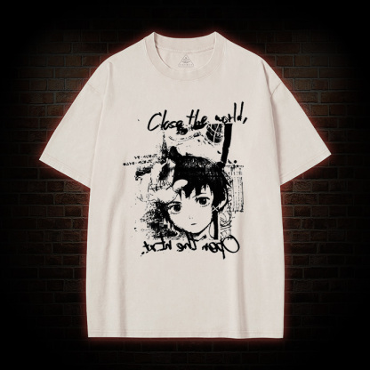 Serial Experiments Lain Close the World Open the Next Washed T-shirt
