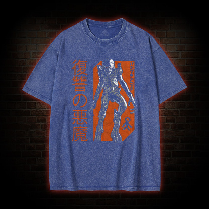 Japanese Text Pumpkinhead Washed T-Shirt