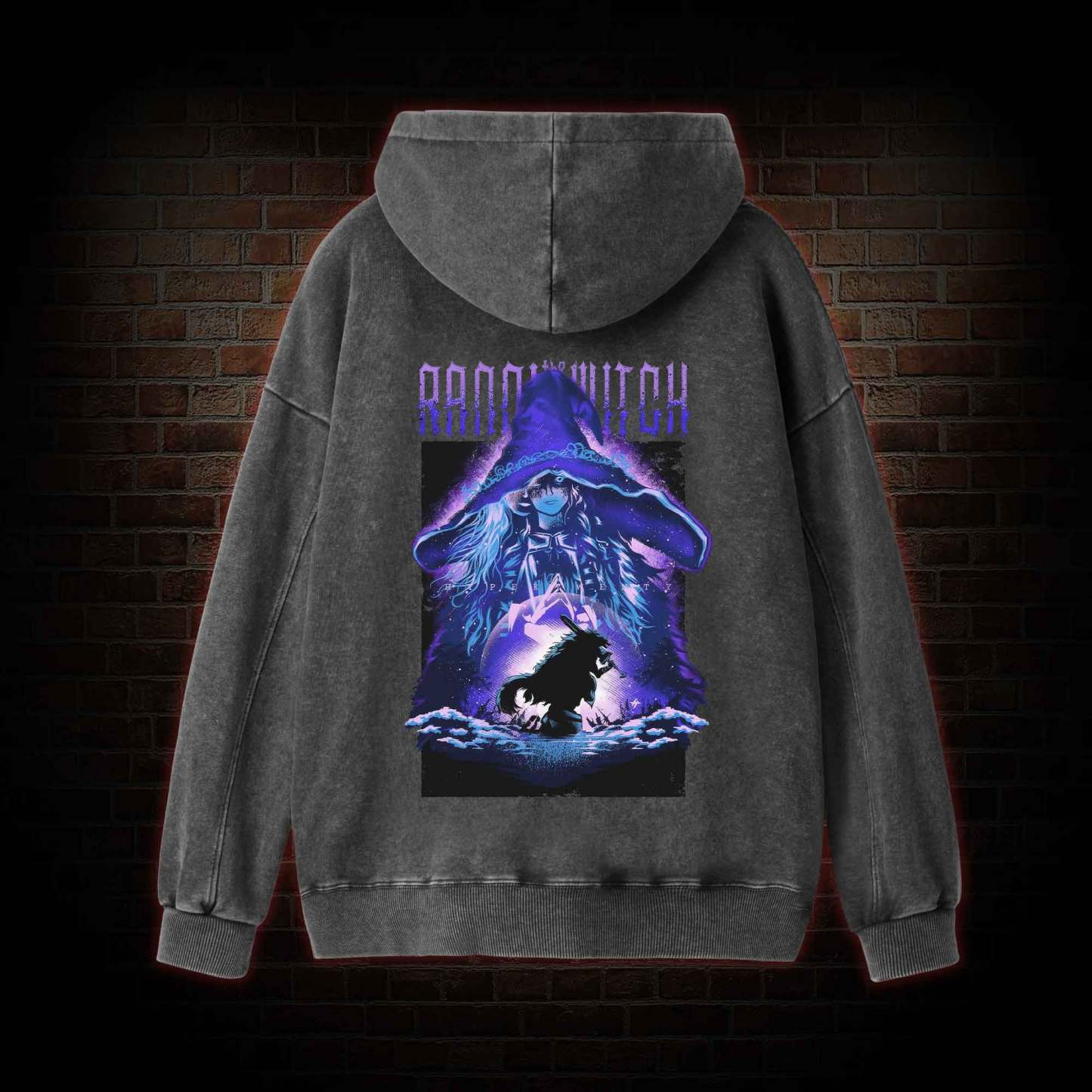 Demigod Witch Back Print Washed Hoodie