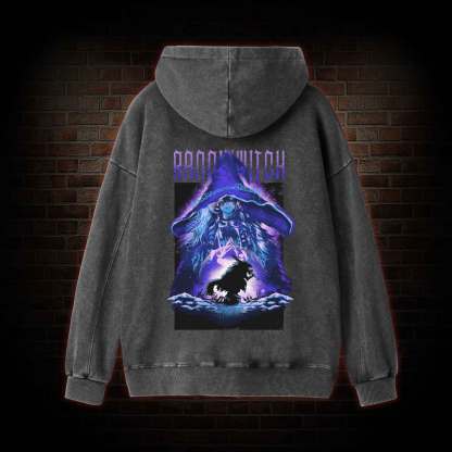 Demigod Witch Back Print Washed Hoodie