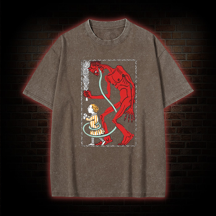 Krampus I, Creepy Christmas Washed T-shirt