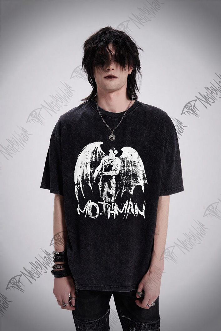 Mothman Shirt Distressed Cryptid Washed T-shirt