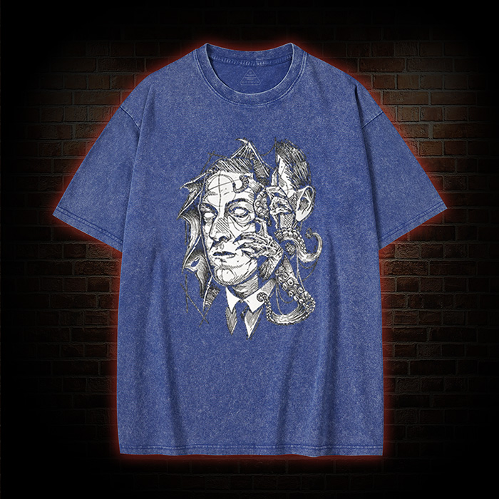 H. P. Lovecraft Horror Washed T-shirt