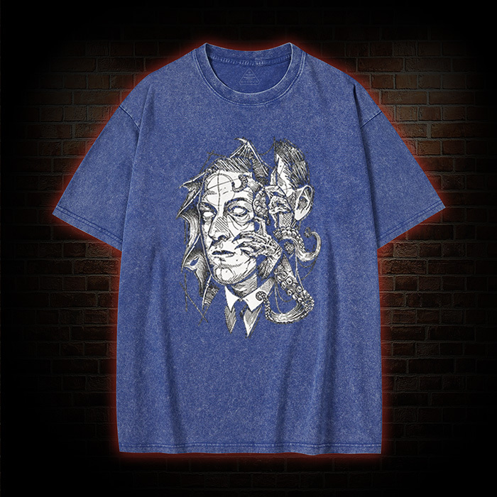 H. P. Lovecraft Horror Washed T-shirt
