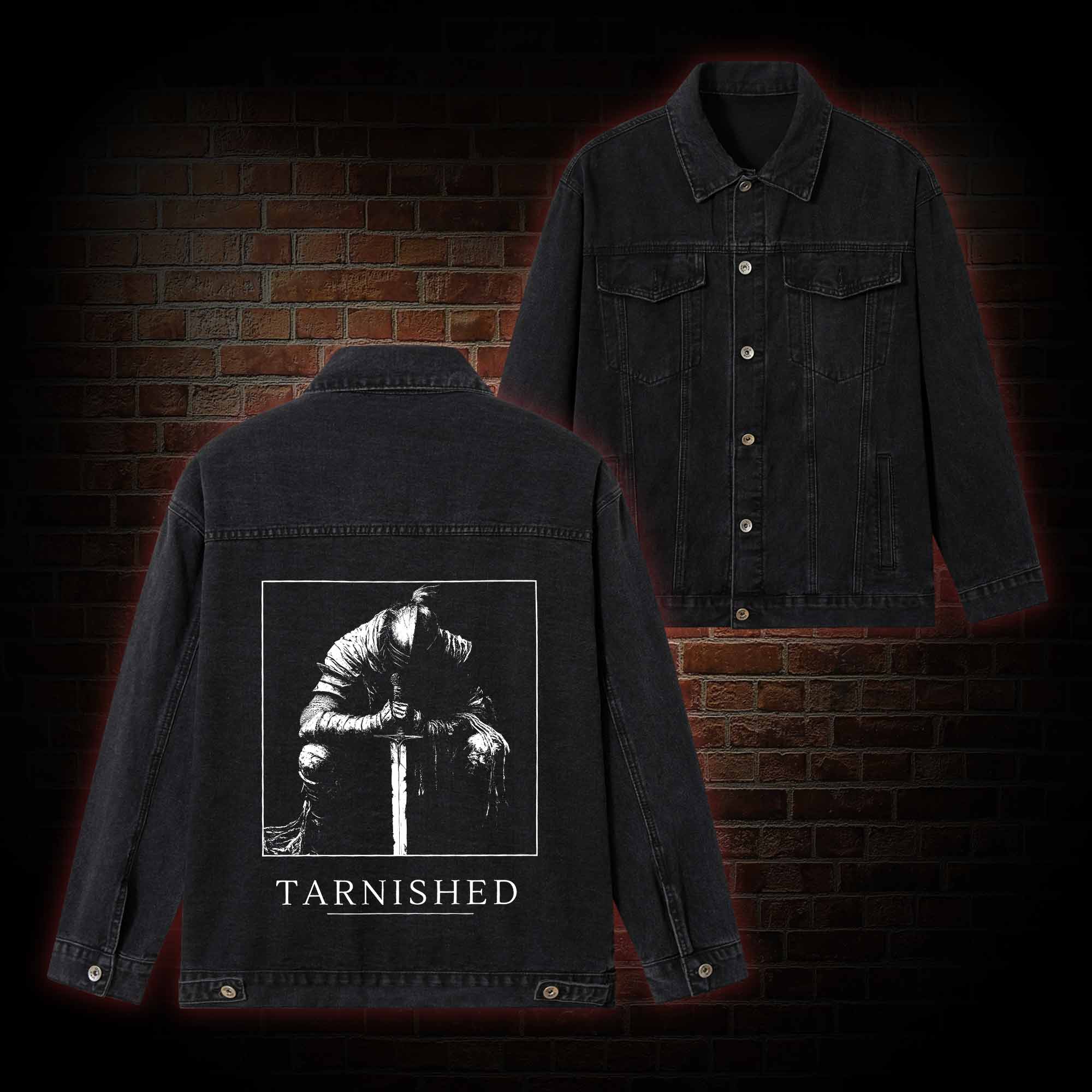 Dark Knight with Sword Denim Jacket