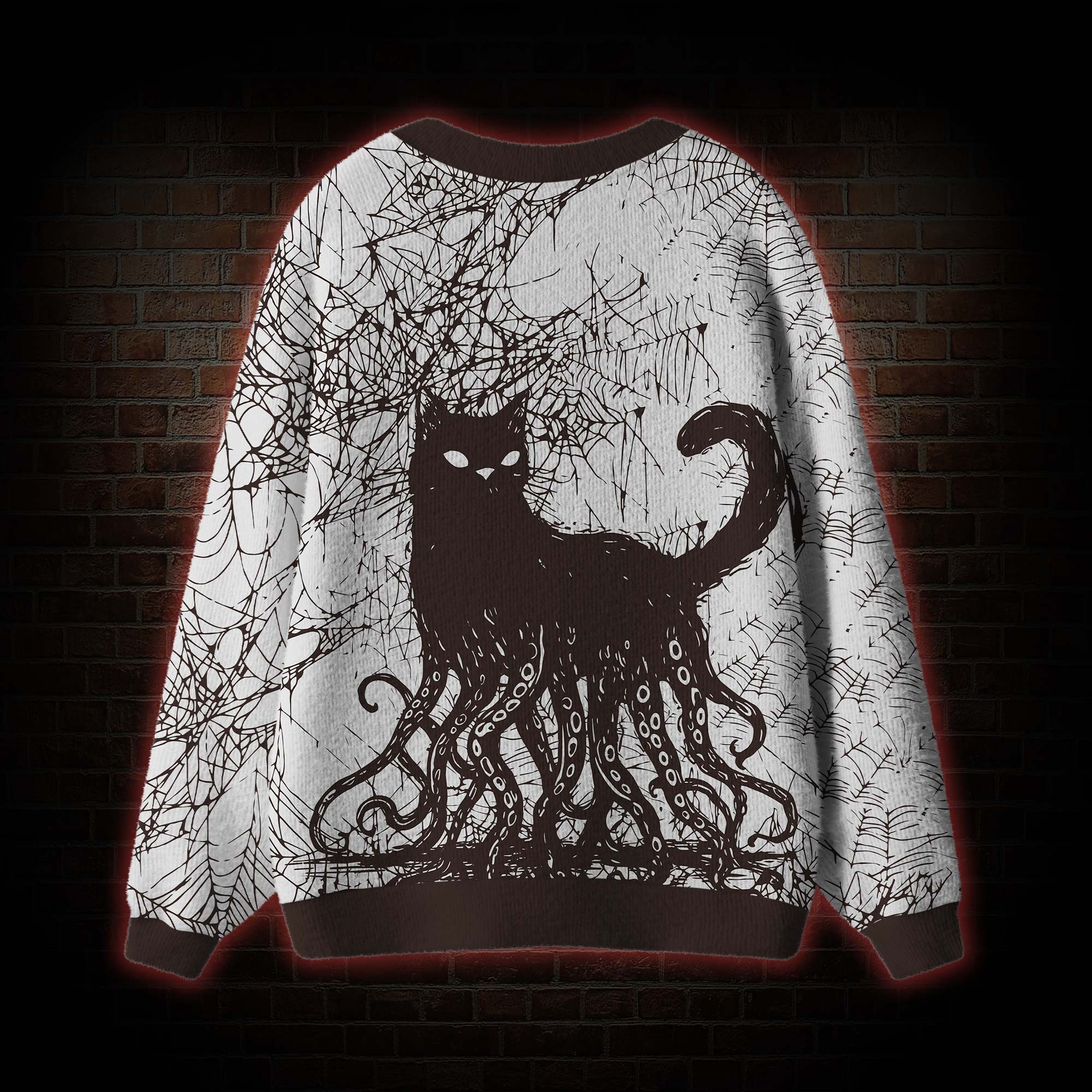 Octopus And Black Cat Cardigan Sweater