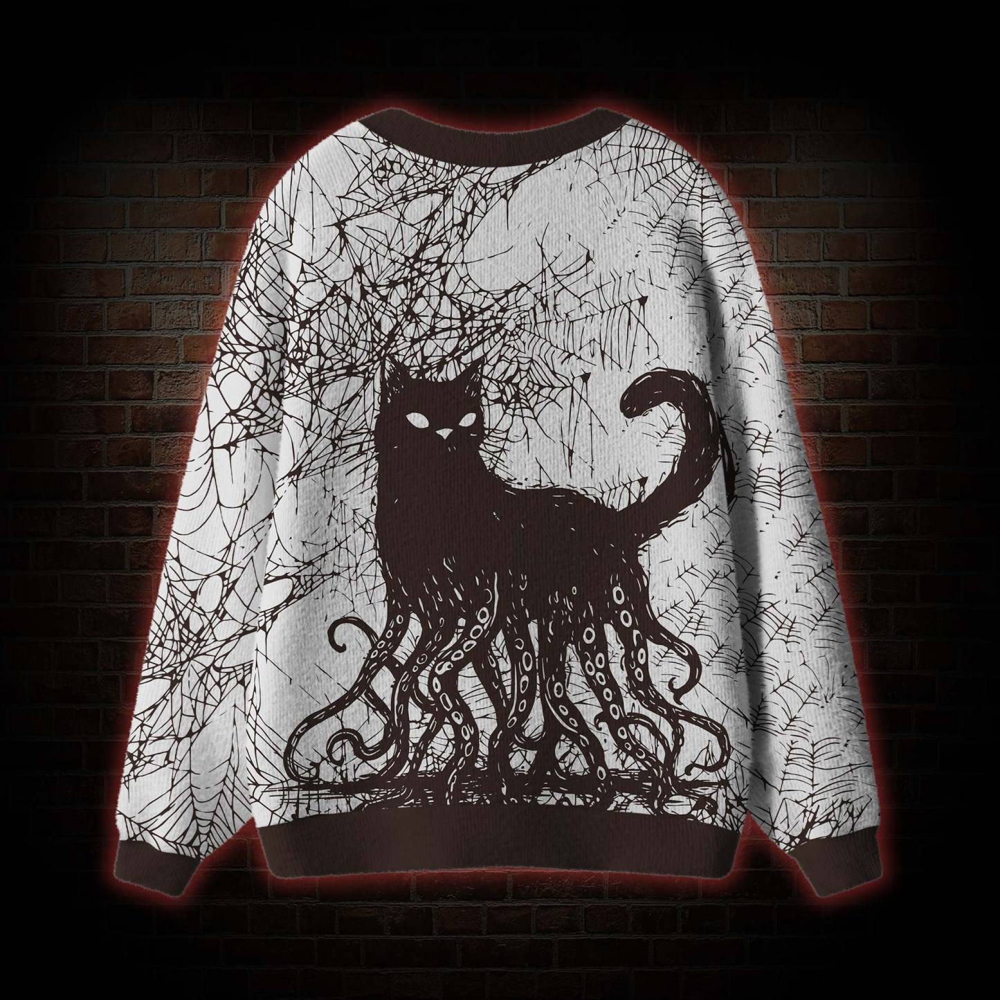 Octopus And Black Cat Cardigan Sweater