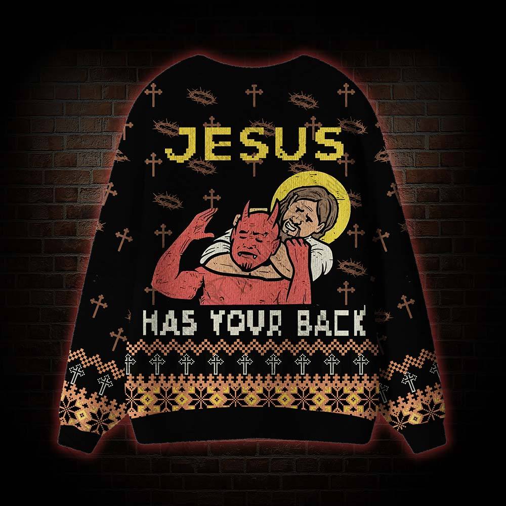 Jesus Has Your Back Cardigan Sweater