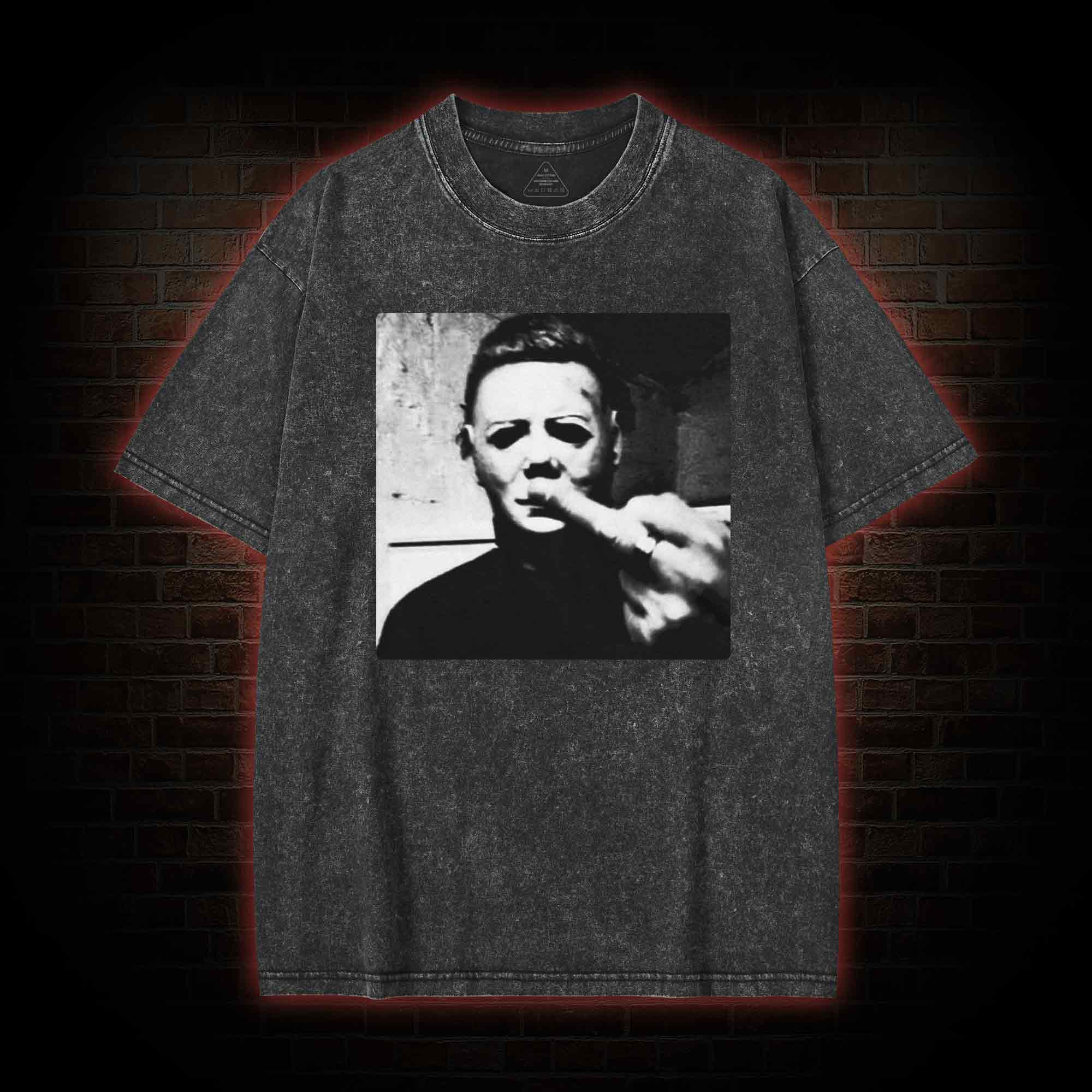 Horror Monster Middle Finger Washed T-shirt