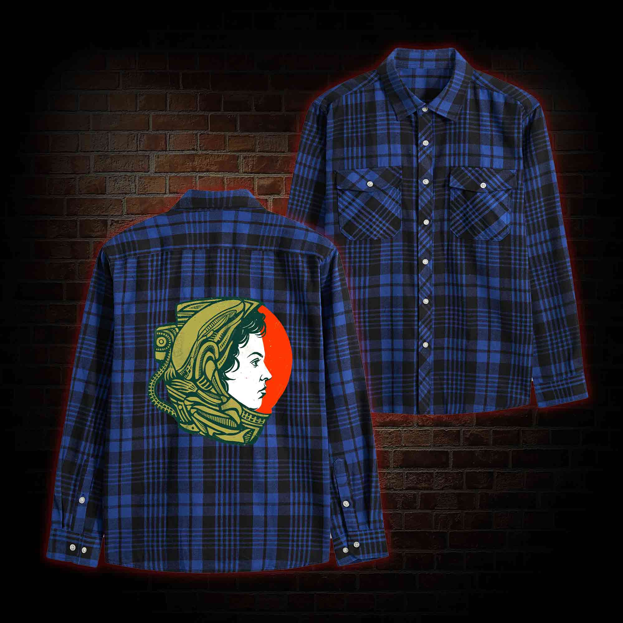 Retro Style Alien Unisex Flannel Shirt