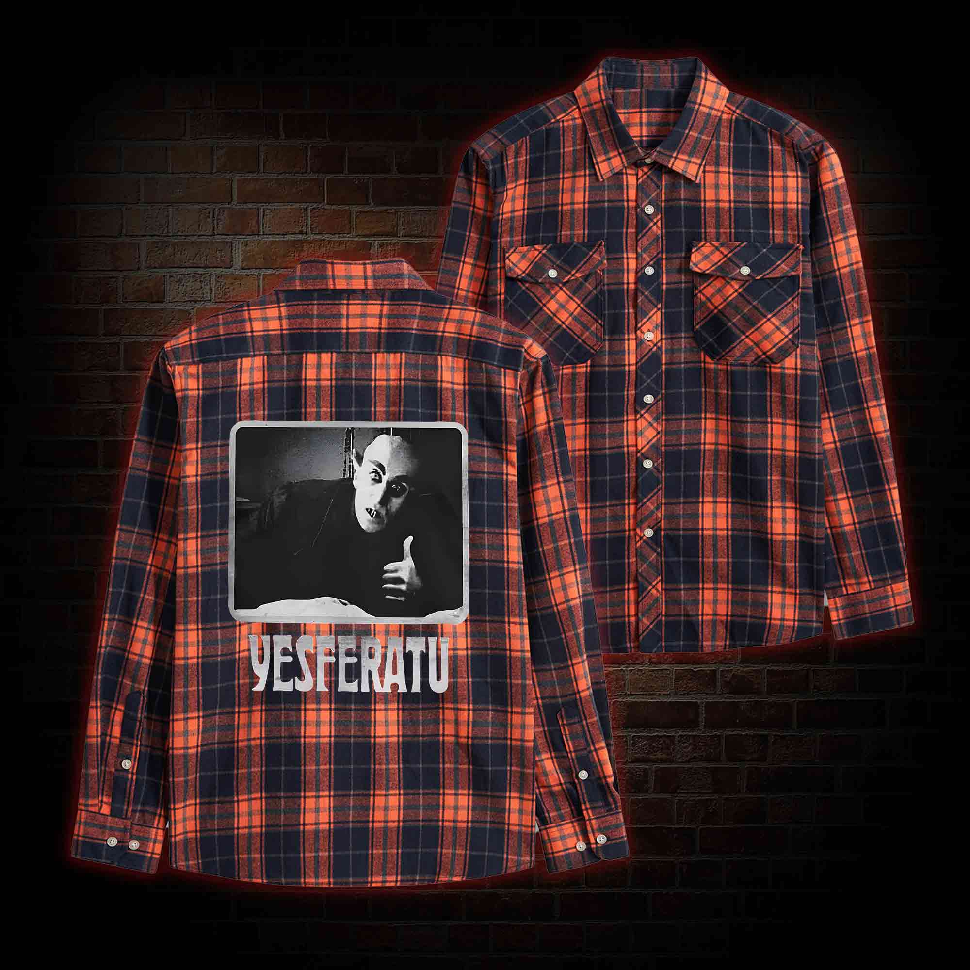 Yesferatu Funny Horror Retro Flannel Shirt