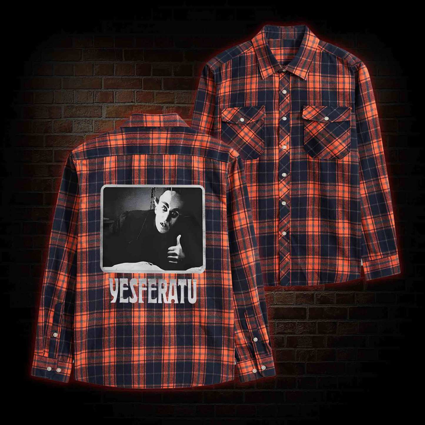 Yesferatu Funny Horror Retro Flannel Shirt