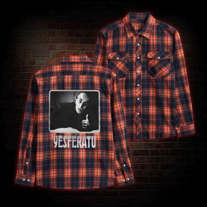 Yesferatu Funny Horror Retro Flannel Shirt