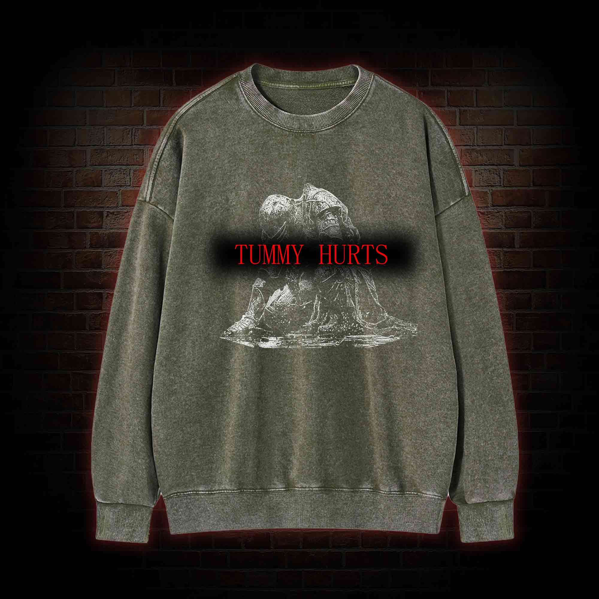 Retro Tummy Hurts Washed Sweatshirt