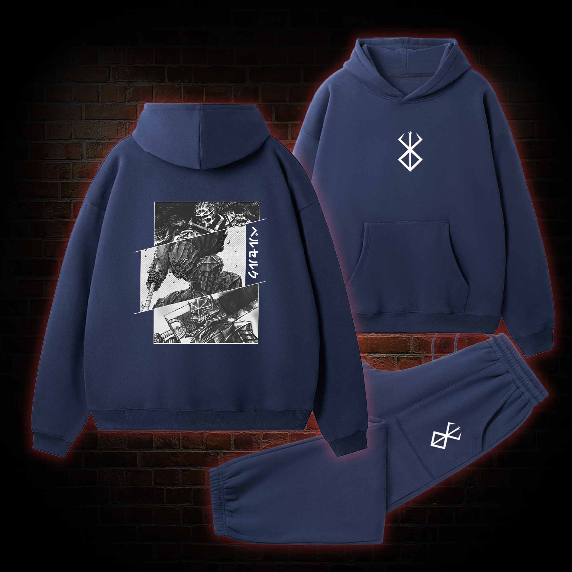 Black Swordsman Fleece Hoodie Set