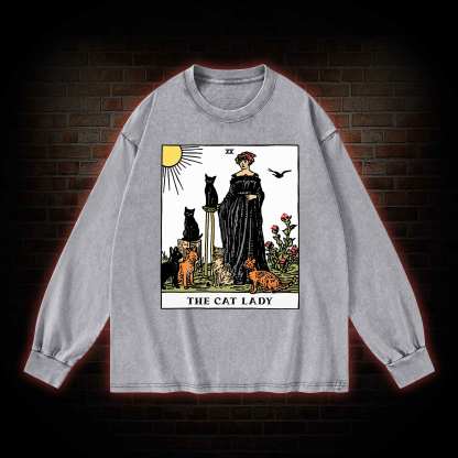 The Cat Lady Washed Long-Sleeve T-shirt