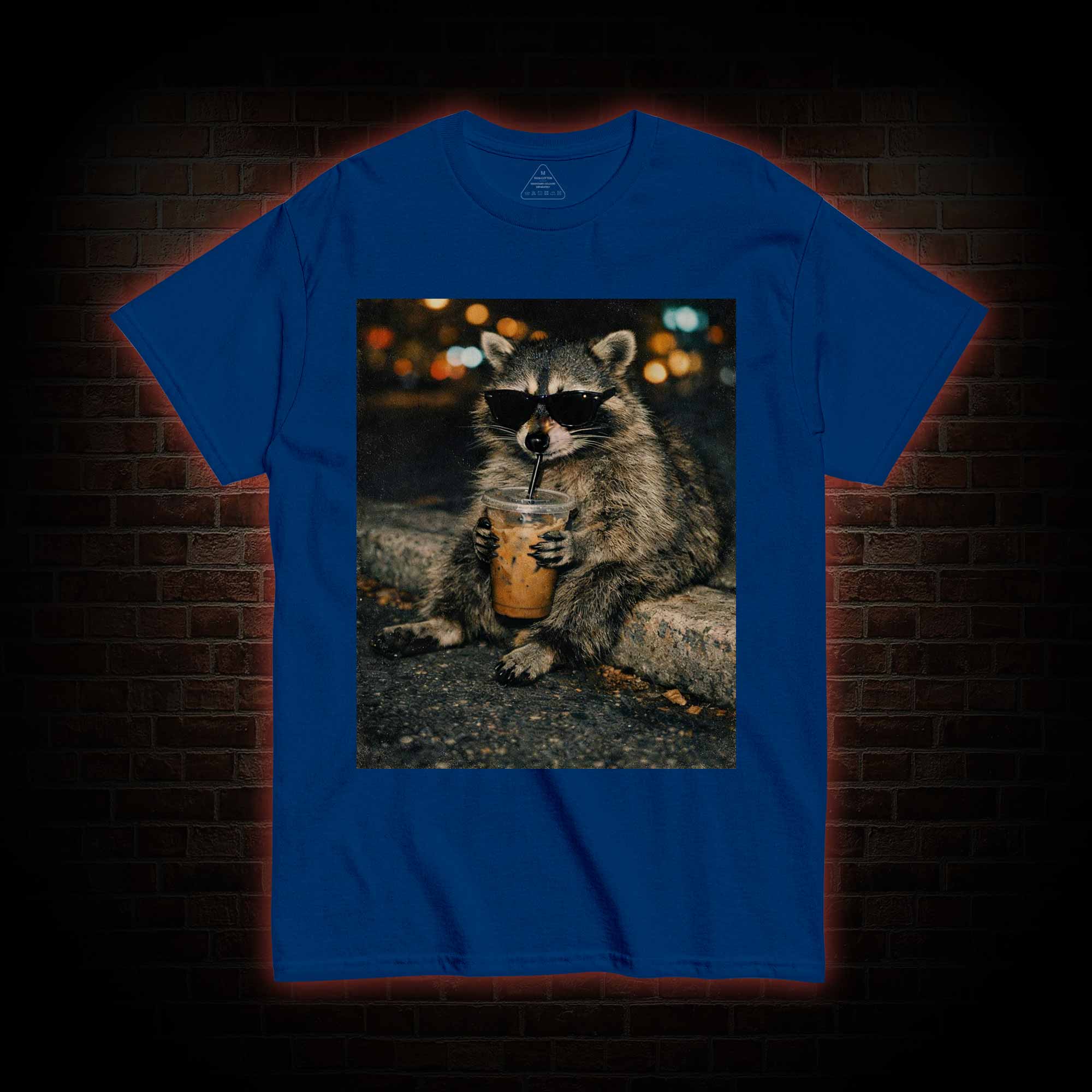 Funny Raccoon Drinking Iced Coffee T-shirt