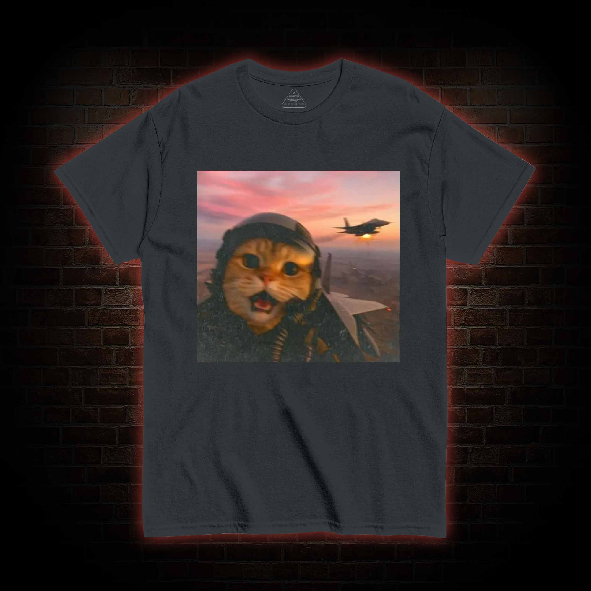 Funny Fighter Pilot Cat T-shirt