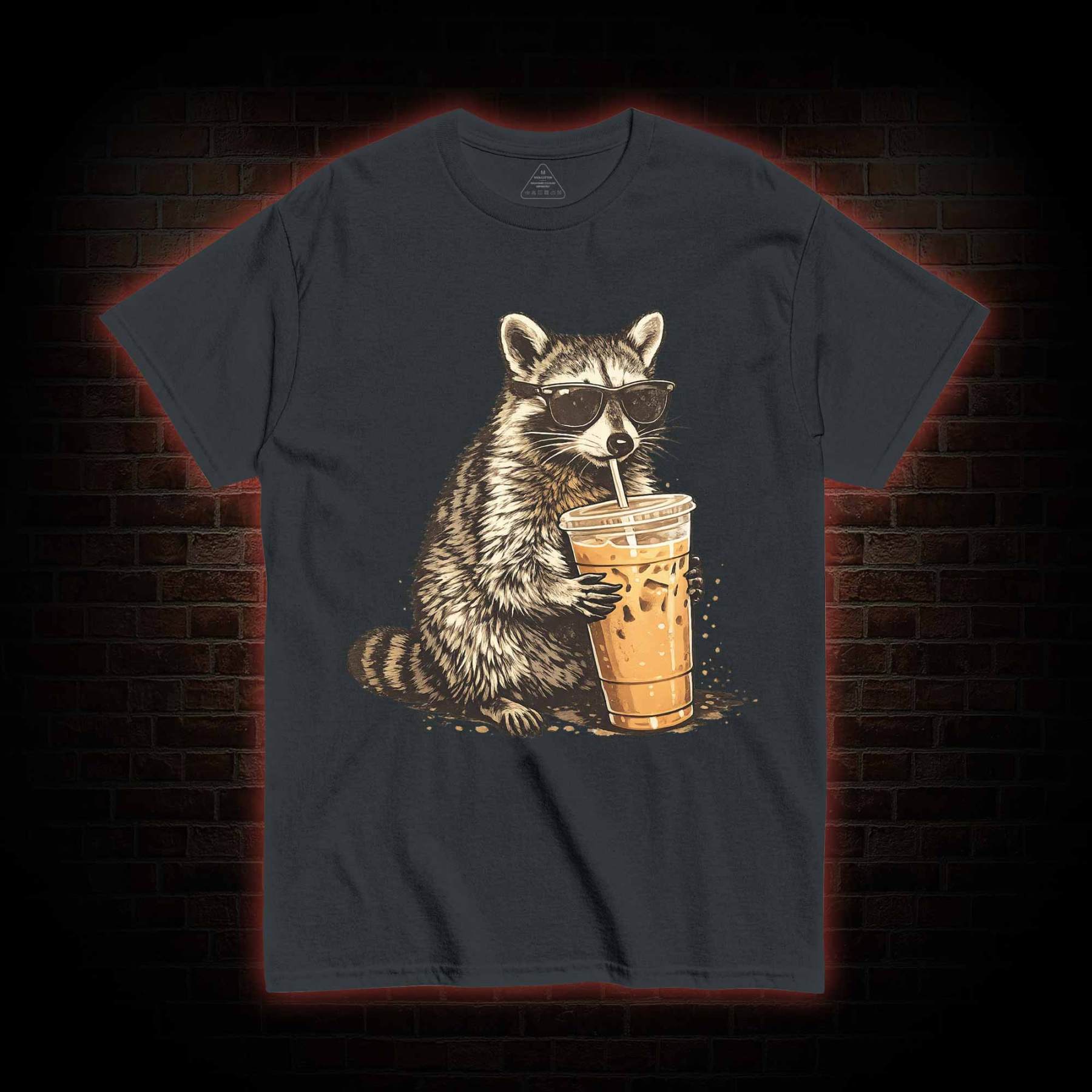 Raccoon Drinking Iced Coffee T-shirt