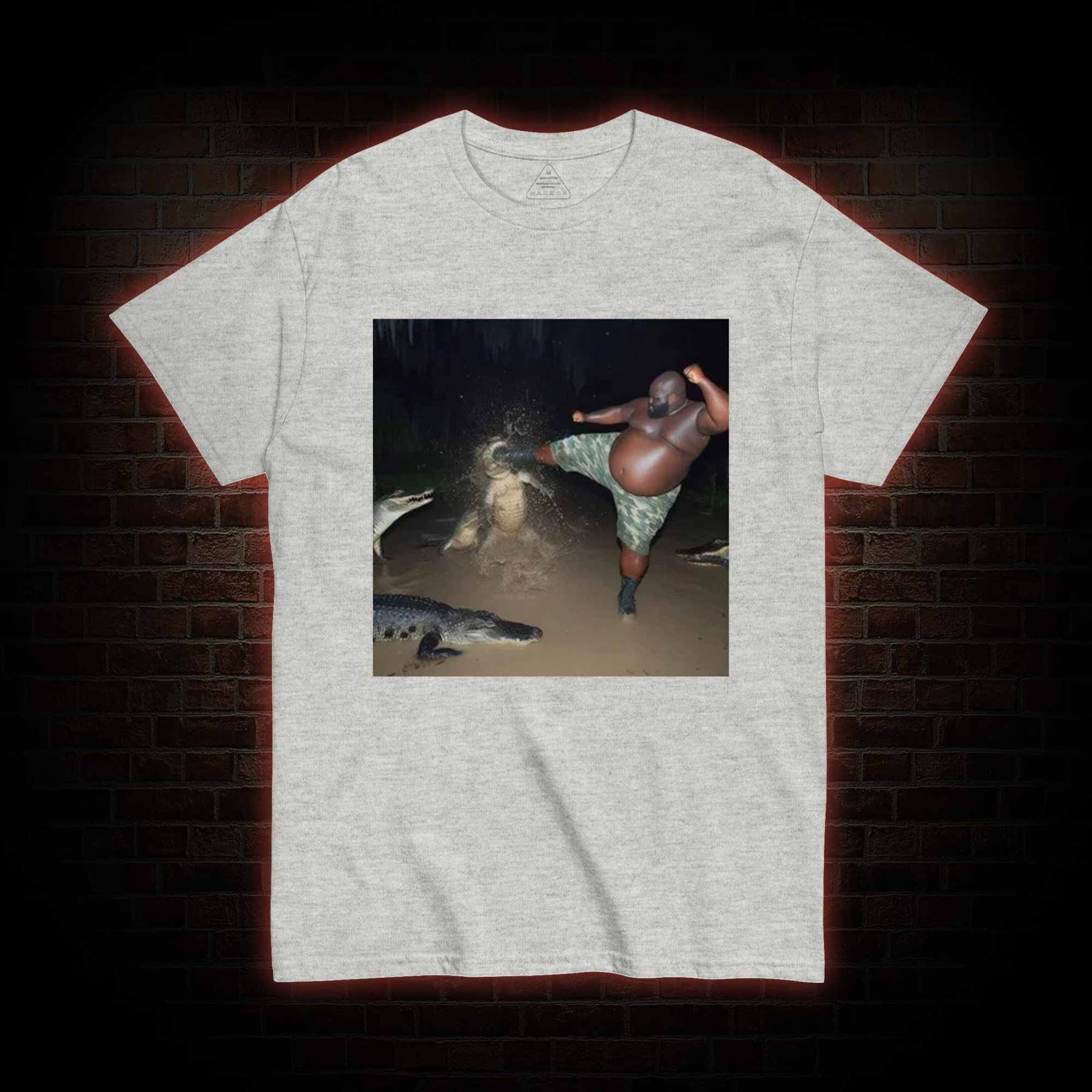 Black Guy Kick Alligator in Swamp T-shirt