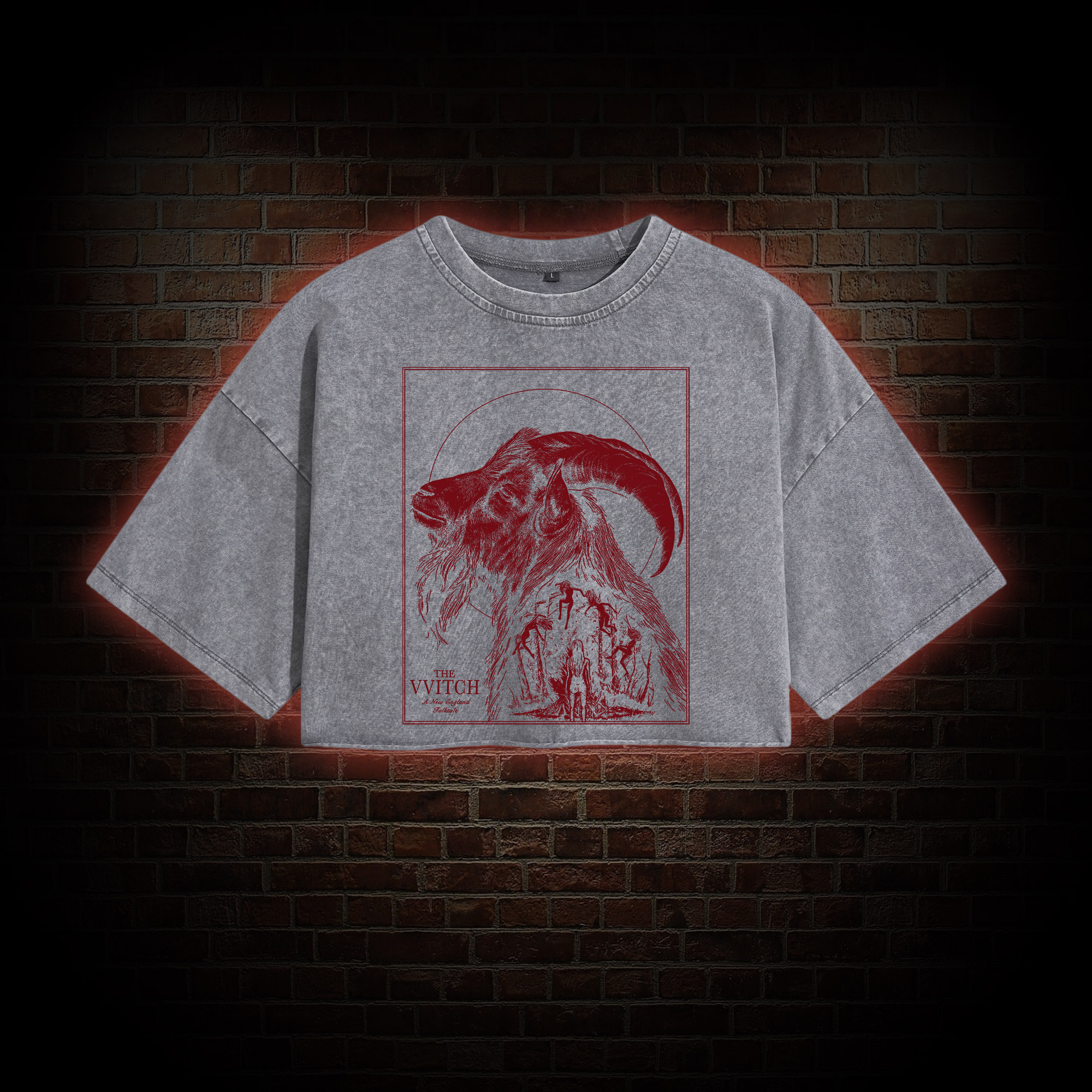 The Witch Inspired Black Phillip Washed Cropped T-shirts