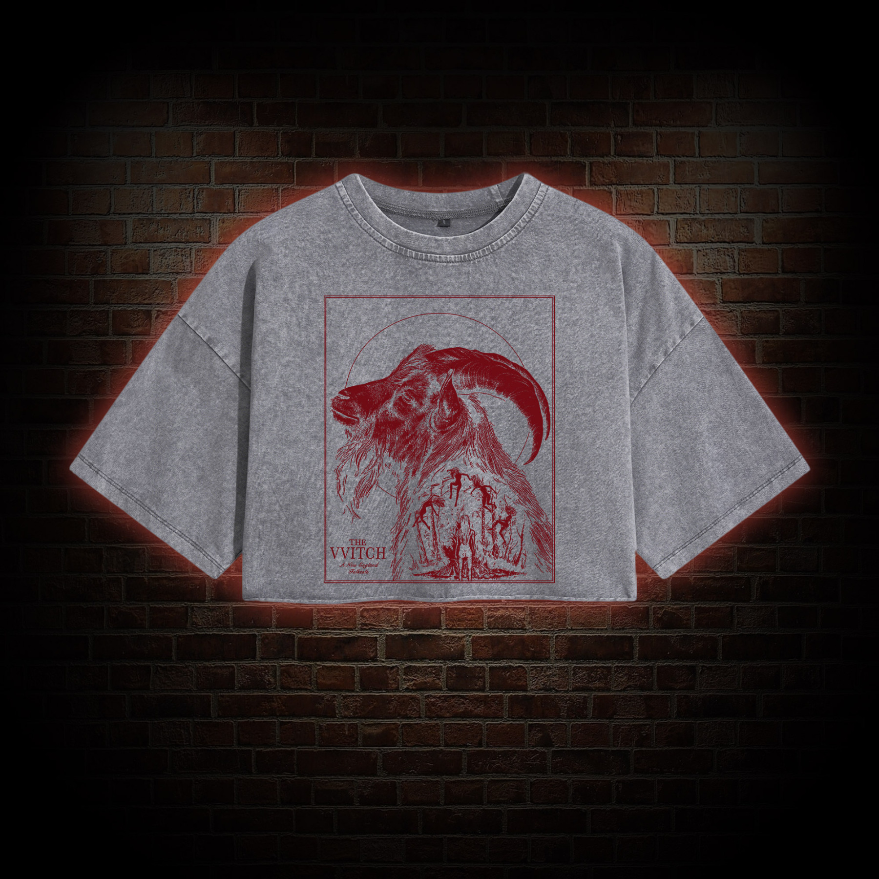 The Witch Inspired Black Phillip Washed Cropped T-shirts