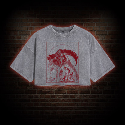 The Witch Inspired Black Phillip Washed Cropped T-shirts