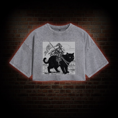 Medieval Knight Washed Cropped T-shirts