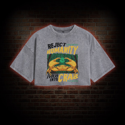 Reject Humanity Crab Washed Cropped T-shirts