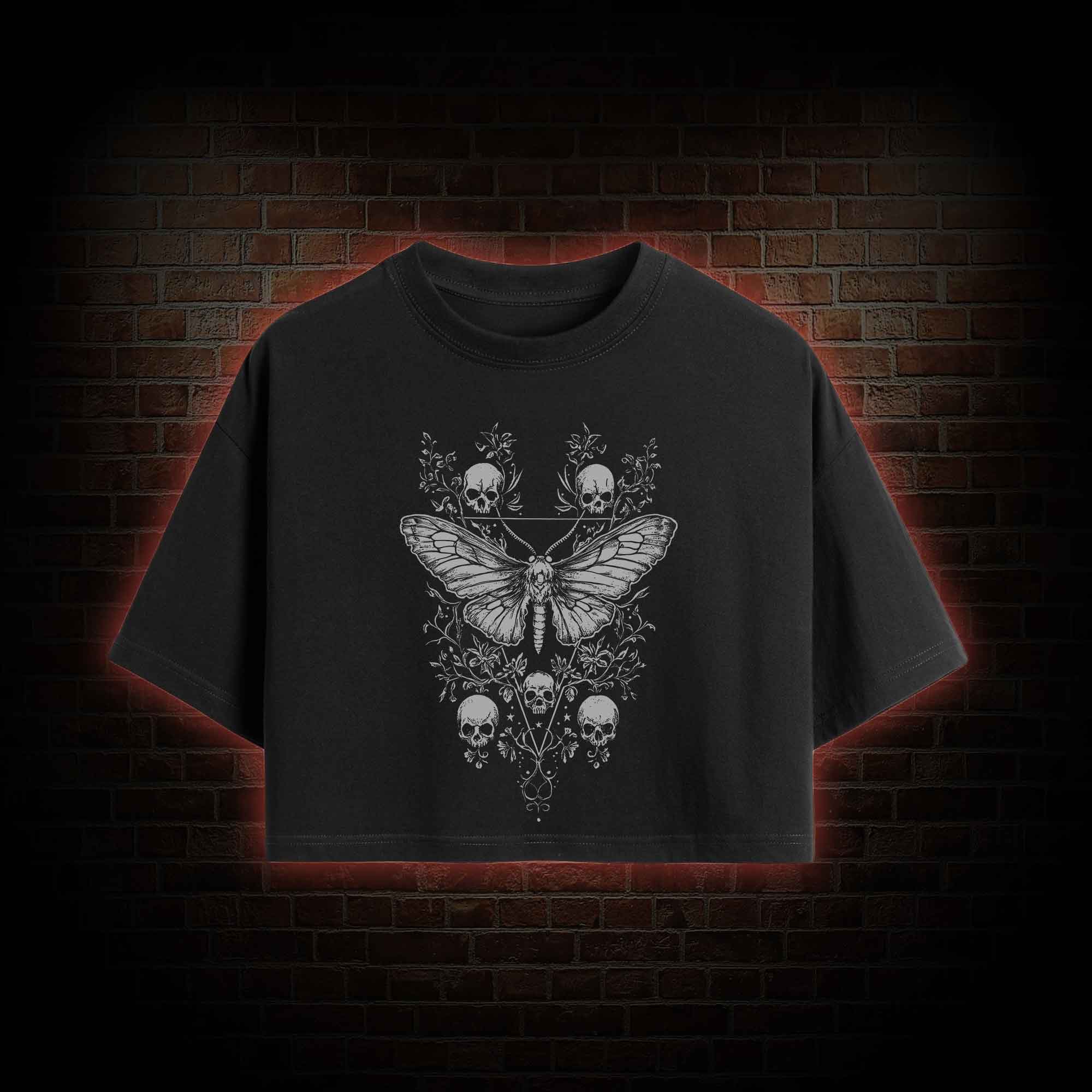 Skull Moth Crop Top