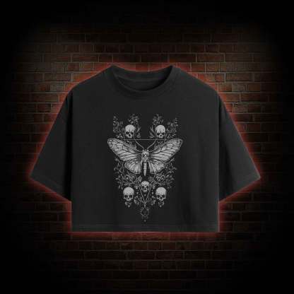 Skull Moth Crop Top