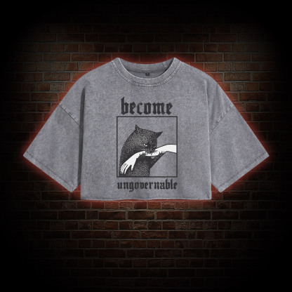 Silly Cats Washed Cropped T-shirts